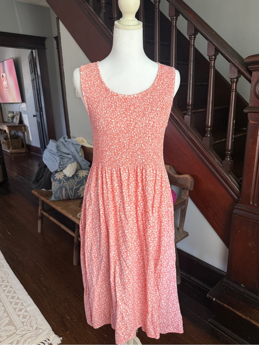 Bundle 2 Croft & Barrow Smocked Midi Sundress M Floral Magenta Prairie Cottage